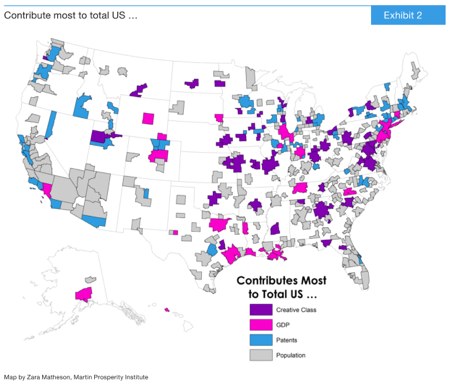 Carte demographique USA : Economie